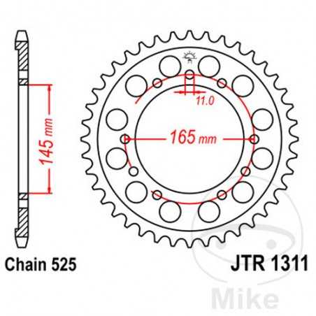 JT SPROCKETS Transmission plate crown 45T P-525 Ø145 MM Ø165 727.37.25