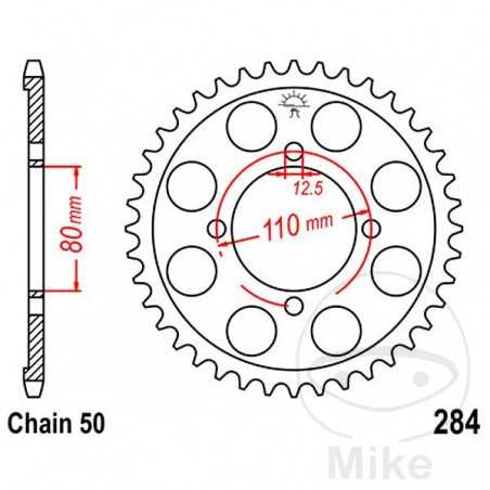 JT SPROCKETS Corona plato transmisión 46T P-530 Ø080 MM Ø110 727.41.11