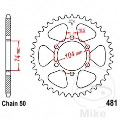 JT SPROCKETS Transmission plate crown 40T P-530 Ø74 MM Ø104 727.00.91