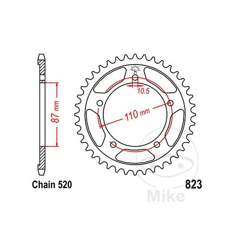 JT SPROCKETS Corona plato transmisión 46T P-520 Ø087 MM Ø110 727.29.41