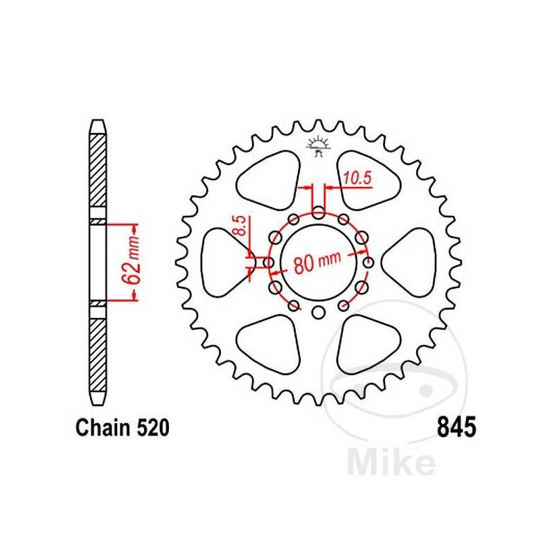 JT SPROCKETS Corona plato transmisión 46T P-520 Ø062 MM Ø080 727.32.04