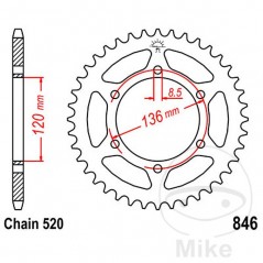 JT SPROCKETS Corona plato transmisión 41T P-520 Ø120 MM Ø136 727.43.76