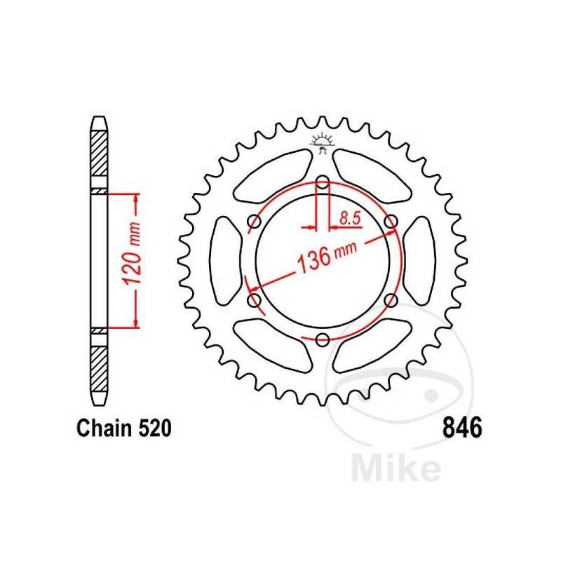 JT SPROCKETS Corona plato transmisión 41T P-520 Ø120 MM Ø136 727.43.76