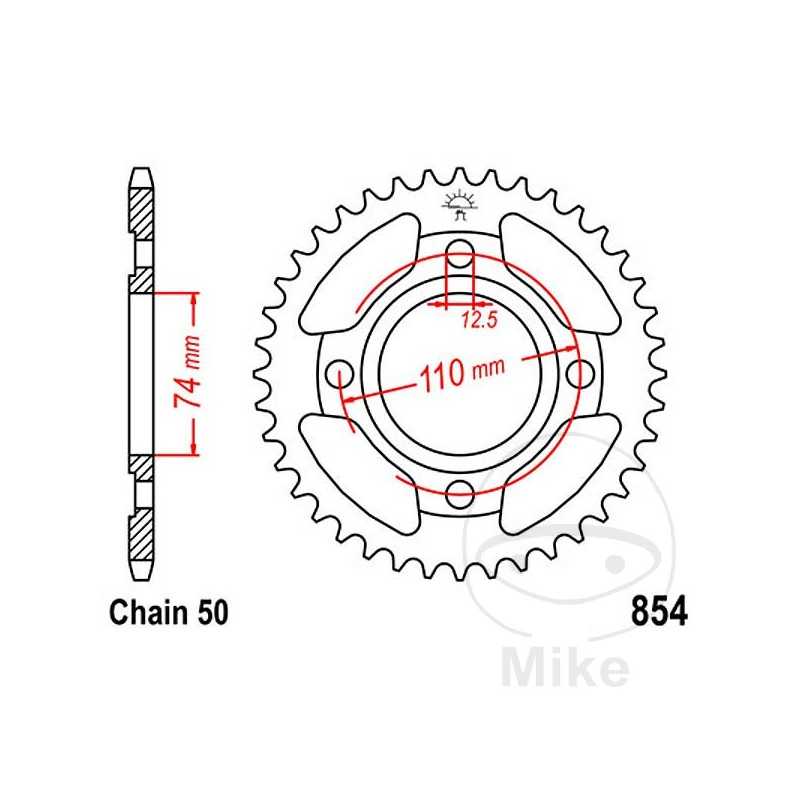JT SPROCKETS Corona plato transmisión 38T P-530 Ø74 MM Ø110 727.41.52