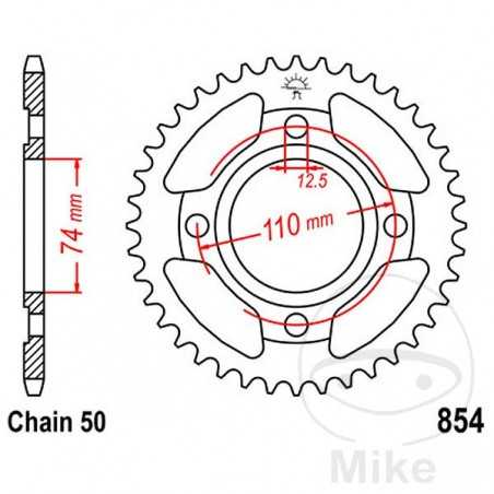 JT SPROCKETS Transmission plate crown 38T P-530 Ø74 MM Ø110 727.41.52