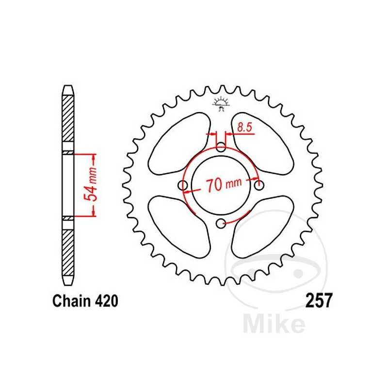 JT SPROCKETS Corona plato transmisión 40T P-420 Ø54 MM Ø70 727.37.38