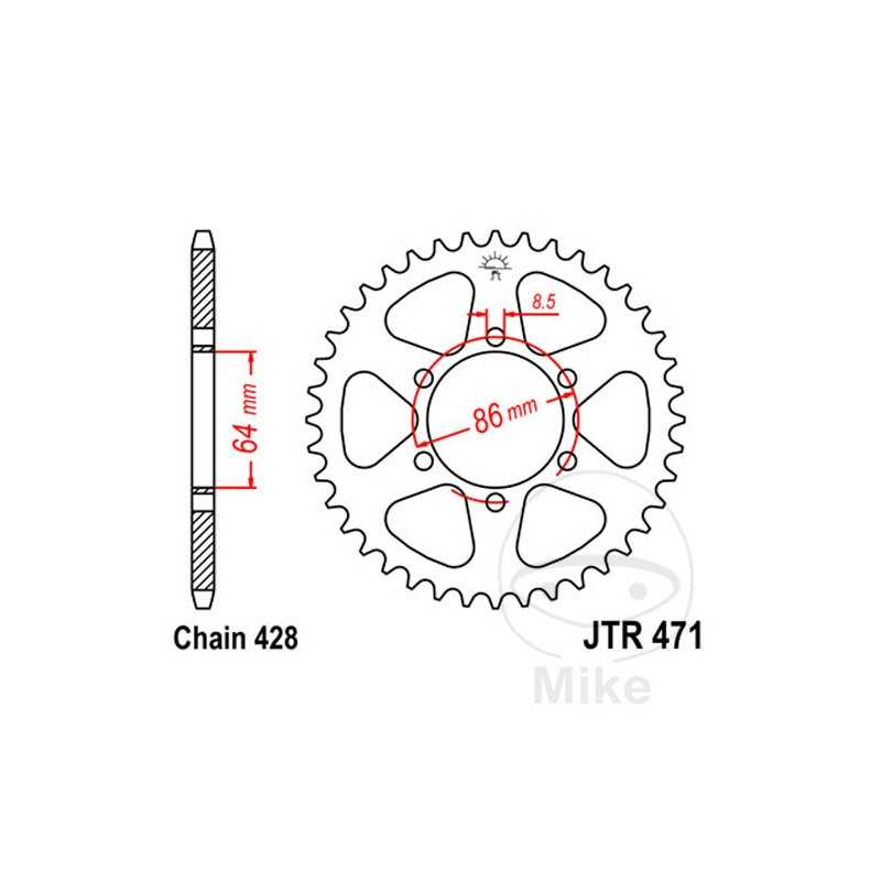 JT SPROCKETS Corona plato transmisión 50T P-428 Ø064 MM Ø086 727.00.81