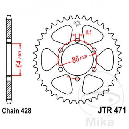 JT SPROCKETS Transmission plate crown 50T P-428 Ø064 MM Ø086 727.00.81