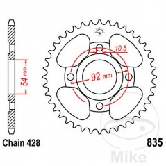 JT SPROCKETS Corona plato transmisión 49T P-428 Ø054 MM Ø092 727.58.52