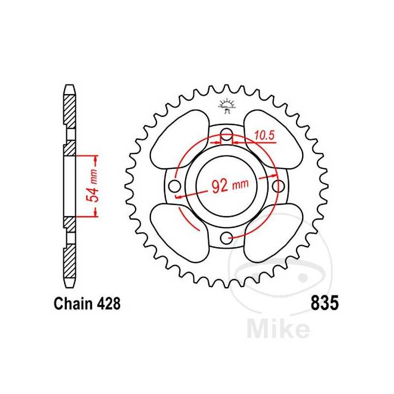 JT SPROCKETS Corona plato transmisión 49T P-428 Ø054 MM Ø092 727.58.52