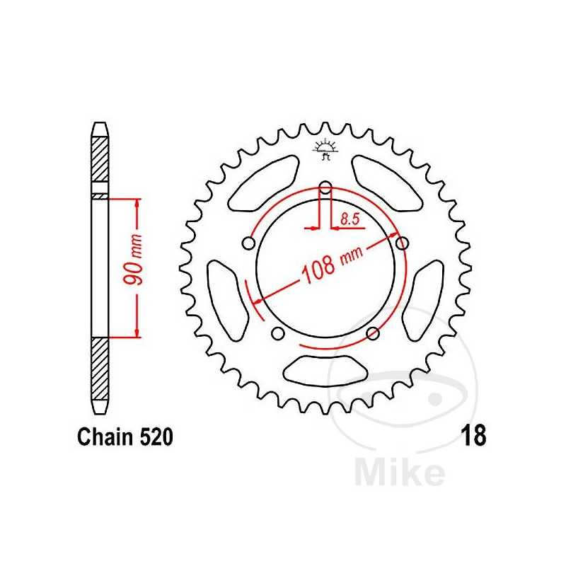 JT SPROCKETS Corona plato transmisión 39T P-520 Ø90 MM Ø108 727.09.37