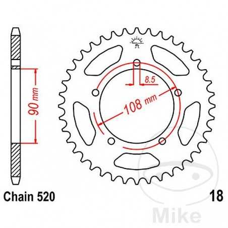 JT SPROCKETS Transmission plate crown 39T P-520 Ø90 MM Ø108 727.09.37