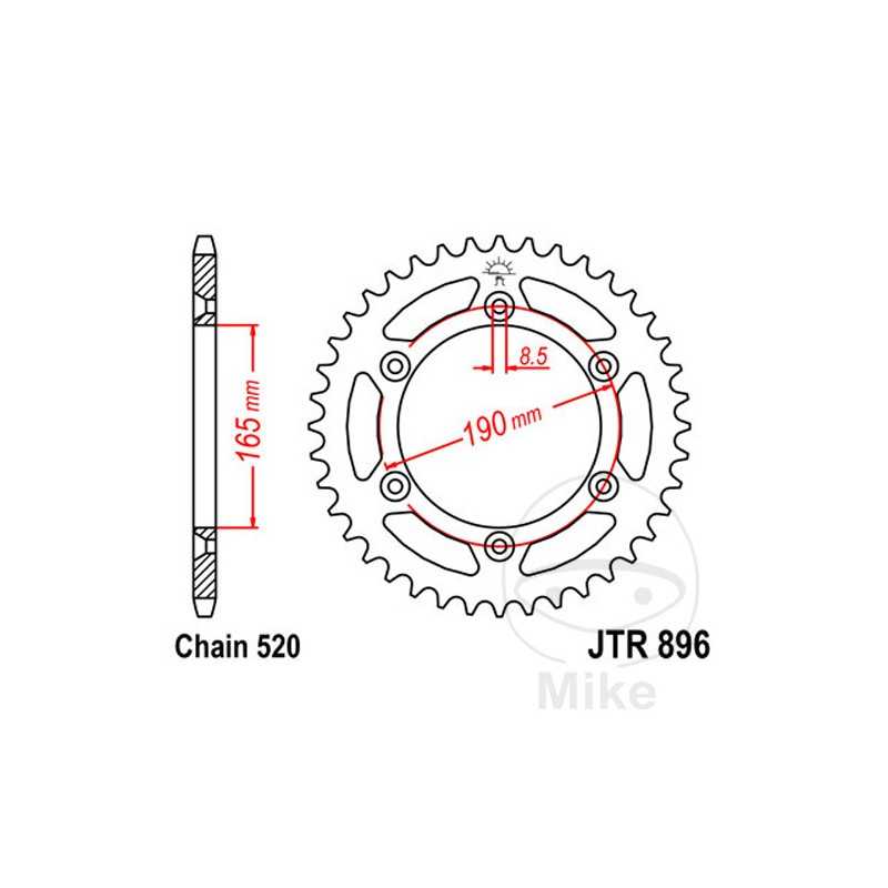 JT SPROCKETS Transmission plate crown 48T P-520 Ø165 MM Ø190 727.10.04