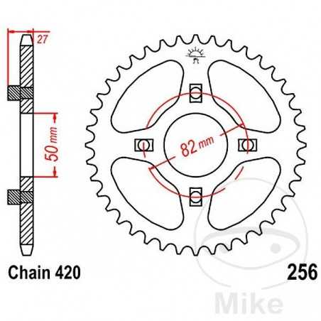 JT SPROCKETS Corona plato transmisión 36T P-420 Ø50 MM Ø82 727.37.37
