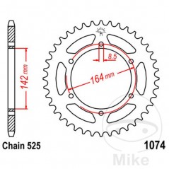 JT SPROCKETS Transmission plate crown 44T P-525 Ø142 MM Ø164 727.12.24