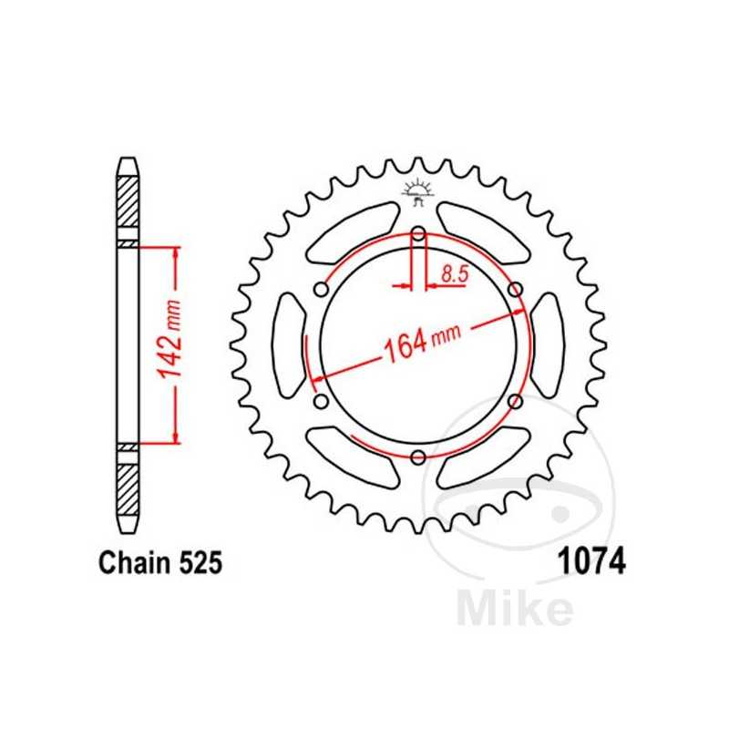 JT SPROCKETS Corona plato transmisión 44T P-525 Ø142 MM Ø164 727.12.24