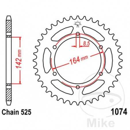 JT SPROCKETS Corona plato transmisión 44T P-525 Ø142 MM Ø164 727.12.24