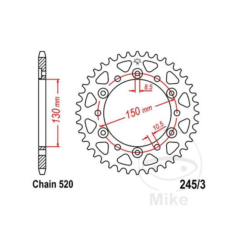 JT SPROCKETS Corona plato transmisión 47T P-520 Ø130 MM Ø150 727.37.82