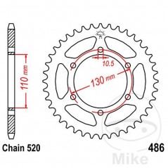 JT SPROCKETS Corona plato transmisión 47T P-520 Ø110 MM Ø130 727.89.48