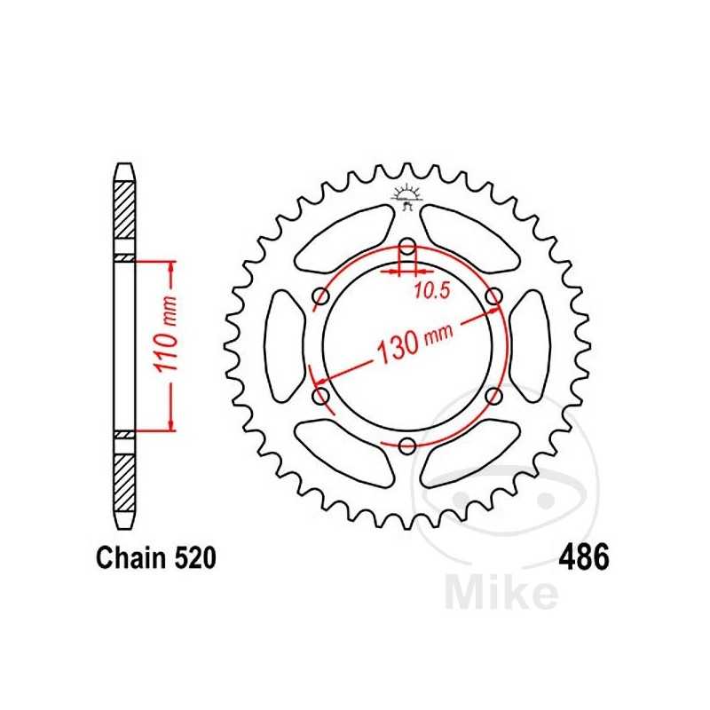 JT SPROCKETS Corona plato transmisión 47T P-520 Ø110 MM Ø130 727.89.48