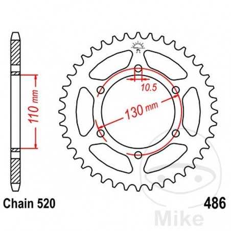 JT SPROCKETS Corona plato transmisión 47T P-520 Ø110 MM Ø130 727.89.48