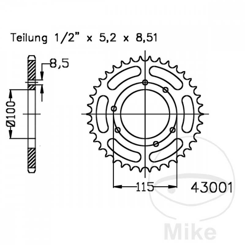 ESJOT Corona plato transmisión 48T P-420 Ø100 MM Ø115 727.04.14
