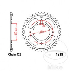 JT SPROCKETS Corona plato transmisión 42T P-428 Ø080 MM Ø110 727.21.49