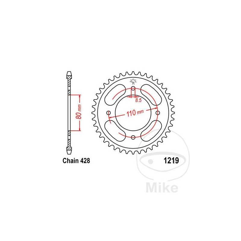 JT SPROCKETS Corona plato transmisión 42T P-428 Ø080 MM Ø110 727.21.49