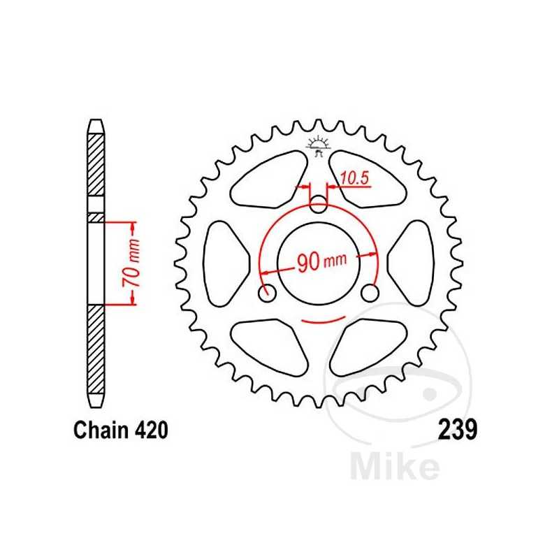 JT SPROCKETS Corona plato transmisión 38T P-420 Ø90 MM Ø70 727.25.29