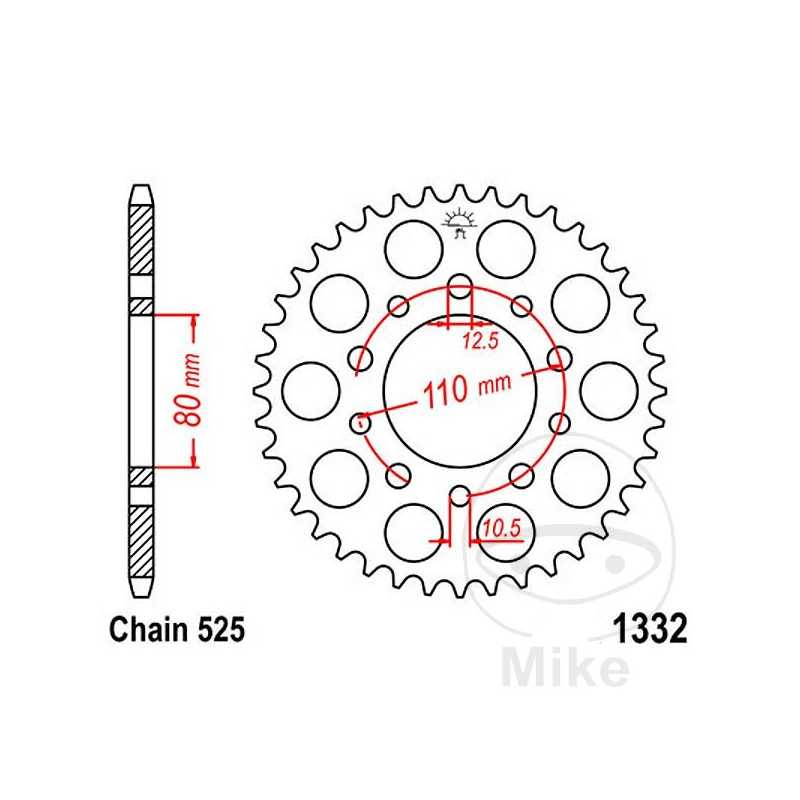 JT SPROCKETS Corona plato transmisión 47T P-525 Ø080 MM Ø110 727.37.51