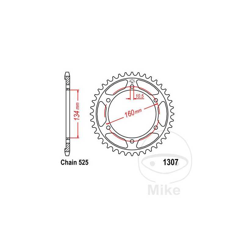 JT SPROCKETS Corona plato transmisión 43T P-525 Ø134 MM Ø160 727.26.51
