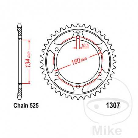 JT SPROCKETS Corona plato transmisión 43T P-525 Ø134 MM Ø160 727.26.51