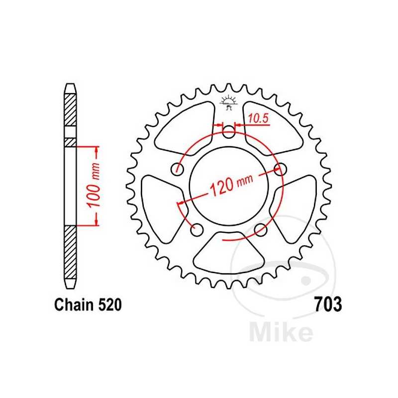 JT SPROCKETS Corona plato transmisión 47T P-520 Ø100 MM Ø120 727.28.75