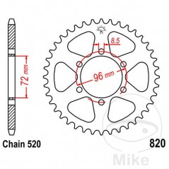 JT SPROCKETS Transmission plate crown 42T P-520 Ø072 MM Ø096 727.31.13