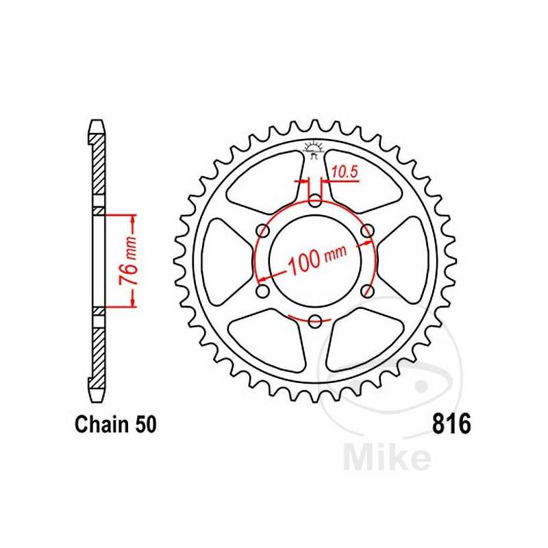 JT SPROCKETS Corona plato transmisión 46T P-530 Ø076 MM Ø100 727.42.28