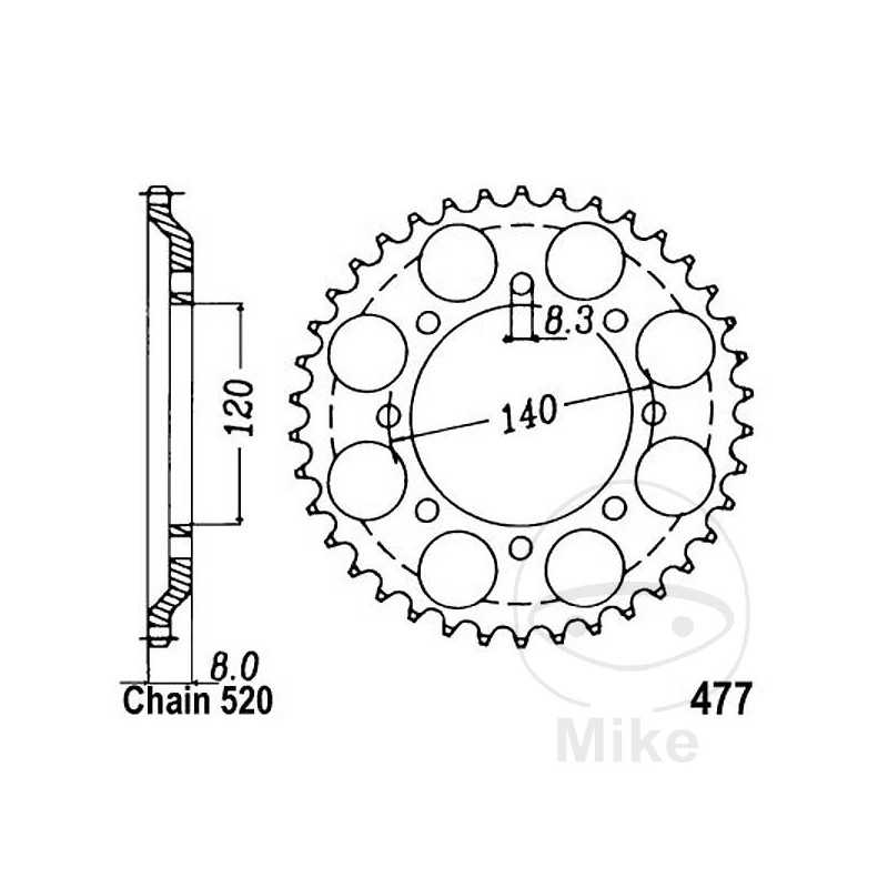 JT SPROCKETS Corona plato transmisión 43T P-520 Ø120 MM Ø140 727.34.10