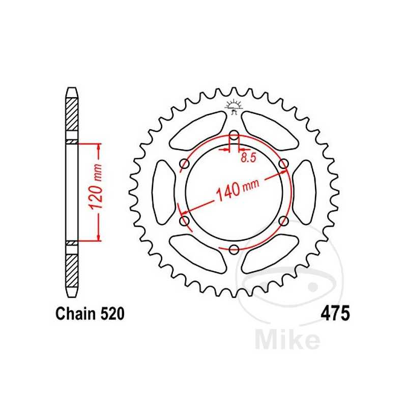 JT SPROCKETS Transmission plate crown 40T P-520 Ø120 MM Ø140 727.41.37