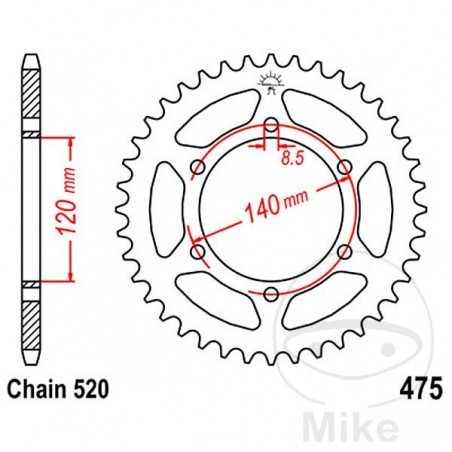 JT SPROCKETS Corona plato transmisión 40T P-520 Ø120 MM Ø140 727.41.37