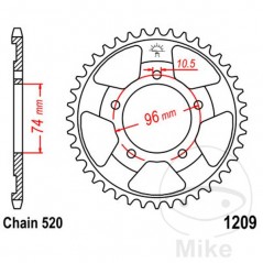 JT SPROCKETS Corona plato transmisión 41T P-520 Ø74 MM Ø96 727.37.22