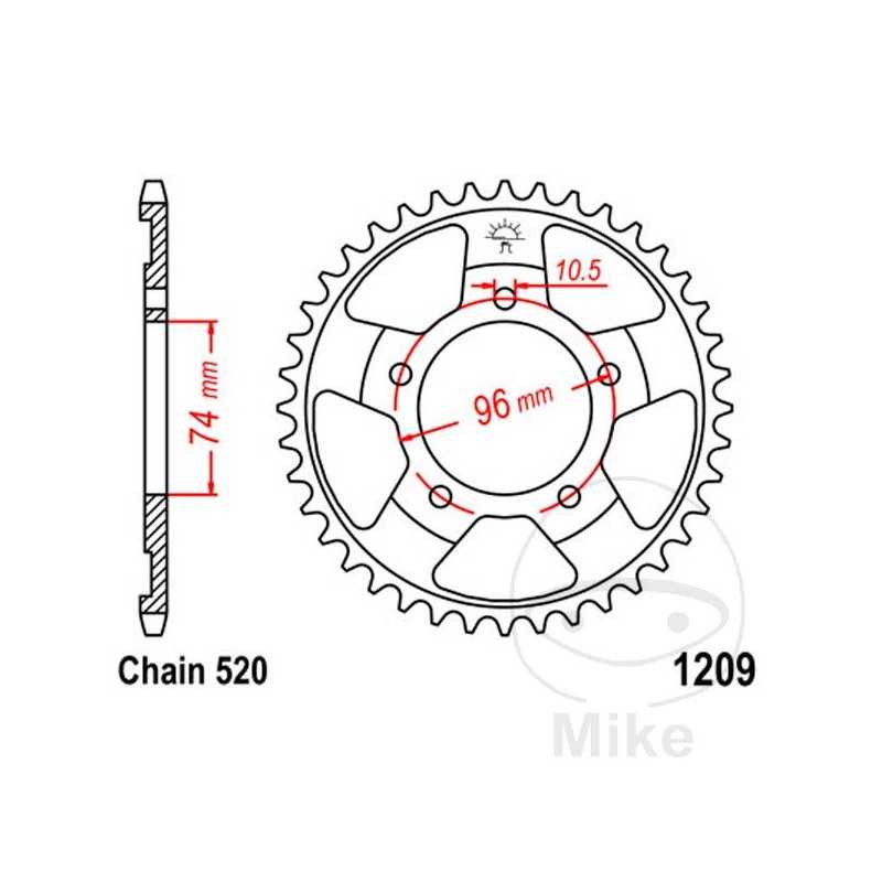 JT SPROCKETS Corona plato transmisión 41T P-520 Ø74 MM Ø96 727.37.22