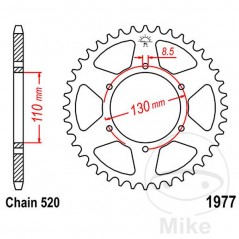 JT SPROCKETS Corona plato transmisión 48T P-520 Ø110 MM Ø130 727.09.19