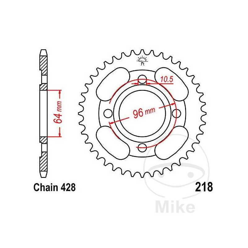 JT SPROCKETS Corona plato transmisión 44T P-428 Ø064 MM Ø096 727.37.31