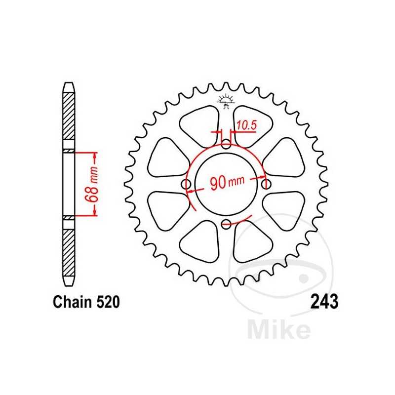 JT SPROCKETS Corona plato transmisión 42T P-520 Ø068 MM Ø090 727.37.32