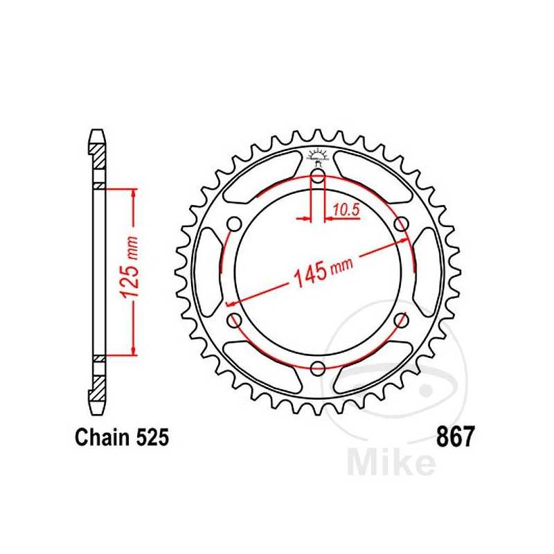 JT SPROCKETS Transmission plate crown 43T P-525 Ø125 MM Ø145 727.60.66