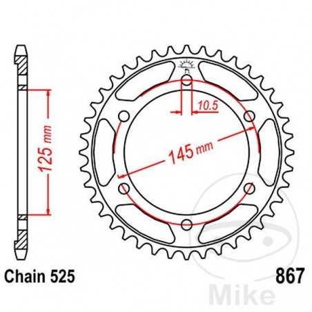 JT SPROCKETS Transmission plate crown 43T P-525 Ø125 MM Ø145 727.60.66