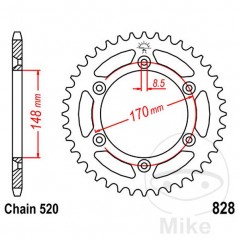JT SPROCKETS Corona plato transmisión 47T P-520 Ø148 MM Ø170 727.46.73