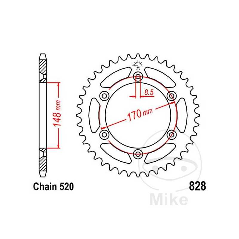 JT SPROCKETS Corona plato transmisión 47T P-520 Ø148 MM Ø170 727.46.73