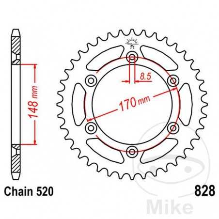 JT SPROCKETS Transmission plate crown 47T P-520 Ø148 MM Ø170 727.46.73