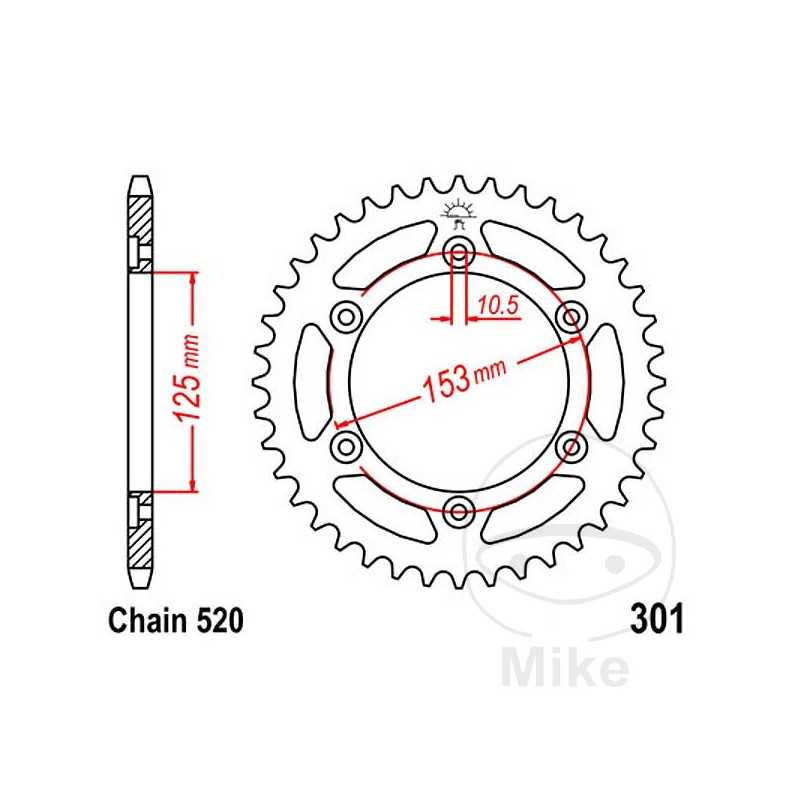 JT SPROCKETS Corona plato transmisión 48T P-520 Ø125 MM Ø153 727.45.41