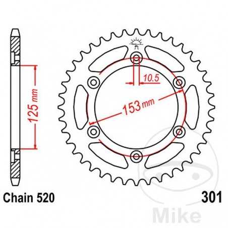 JT SPROCKETS Corona plato transmisión 48T P-520 Ø125 MM Ø153 727.45.41